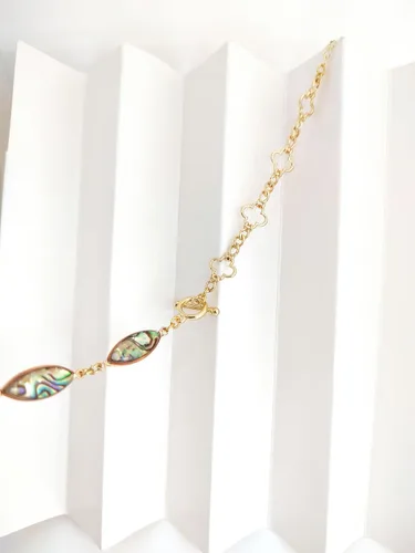 Miniatura 5 de Pulsera de cadena de eslabones cubanos chapada en oro de 18 quilates, delicada cadena de eslabones de clip plano, pulsera ajustable de concha