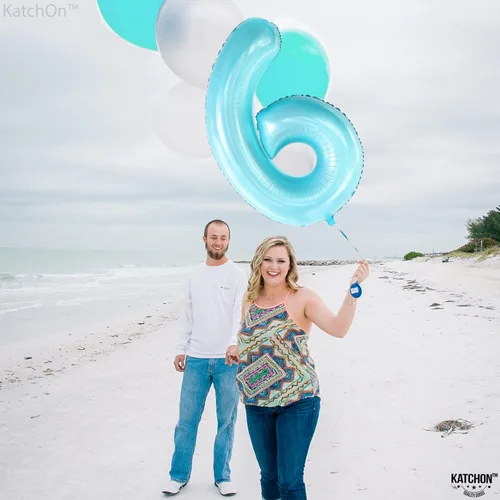 Miniatura 212 de KatchOn, Globo grande azul número 2 de 40 pulgadas Decoraciones de cumpleaños de Baby Shark para niño de 2 años Globo azul número 2 Globo