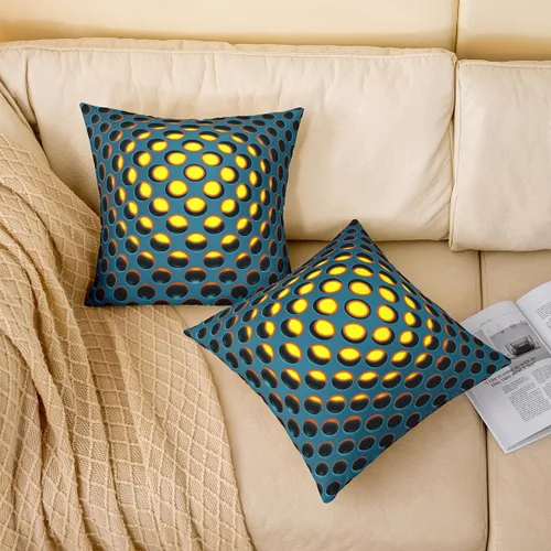 Miniatura 2 de Juego de 2 fundas de almohada de panal de abeja de 16 x 16 pulgadas, fundas de cojín geométricas hexagonales, fundas de almohada de colmena
