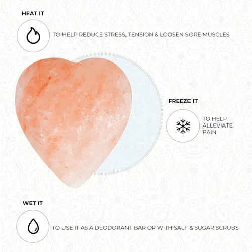 Miniatura 6 de Pure Himalayan Salt Works Piedra de masaje de corazón, piedra tallada a mano de cristal rosa para terapia de masaje, desodorante y exfoliantes