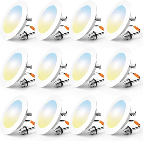 Miniatura 7 de FREELICHT Paquete de 24 unidades de iluminación LED empotrada de 4 pulgadas, 5CCT seleccionable, luces LED de lata planas regulables, 7W, 700LM, ETL