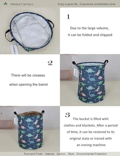 Miniatura 5 de Cesta de lavandería redonda impermeable, cesta de almacenamiento plegable, cestas de lavandería con asa, cesta de regalo, adecuada para habitación