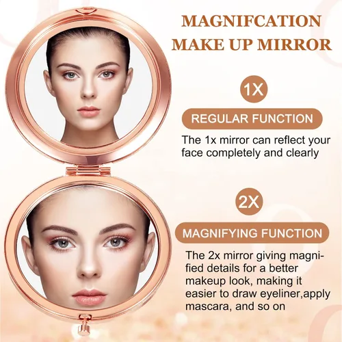 Miniatura 5 de Cindeer 48 piezas de espejo pequeño compacto plegable de bolsillo para maquillaje redondo de mano cosmético con aumento, espejo compacto