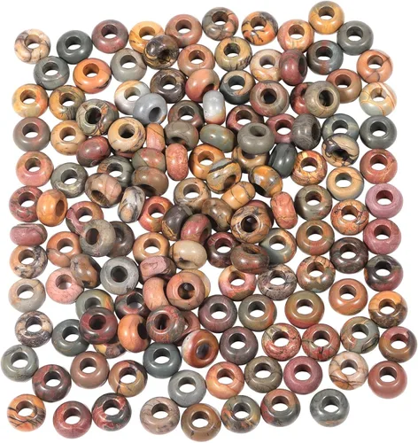 Miniatura 9 de TUMBEELLUWA Rondelle - Cuentas de piedras preciosas naturales para la fabricación de joyas, cuentas sueltas de agujero grande, paquete de 15