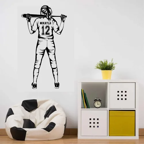 Miniatura 2 de Calcomanía de vinilo personalizada para niñas y mujeres, tamaño completo, para jugador de sóftbol/béisbol, elige tu nombre y números, calcomanías