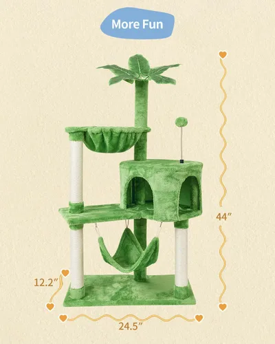 Miniatura 6 de KIYUMI - Árbol para gatos, torre para gatos, condominio con poste de rascado de sisal para gatos de interior, mueble con hamaca y percha, juguetes