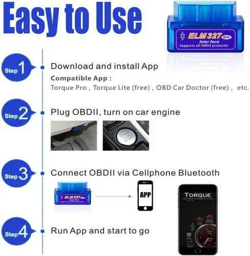 Miniatura 3 de Mini Bluetooth ELM327 OBD2 Detector de fallas de coche V2.1 Automóvil OBD OBDII lector de código comprobar la luz del motor herramienta