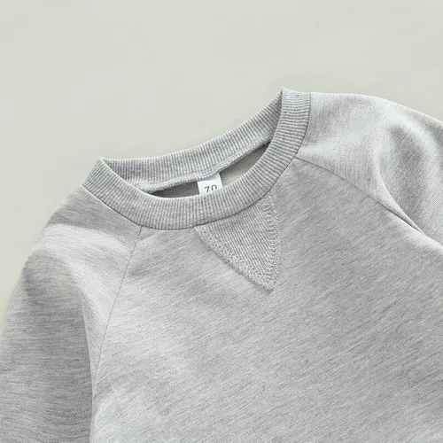 Miniatura 163 de Conjunto de 2 piezas de sudadera de manga larga con cuello redondo y pantalones casuales para bebés y niños pequeños