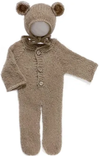 Miniatura 5 de Moda recién nacido niños niñas bebé sesión de fotos accesorios trajes ganchillo ropa mohair sombrero pantalones fotografía accesorios disfraz Caqui