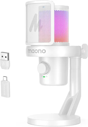 Miniatura 10 de MAONO Micrófono inalámbrico para PC, micrófono condensador de transmisión de juegos con cambio de voz AI de software, cancelación de ruido de 3