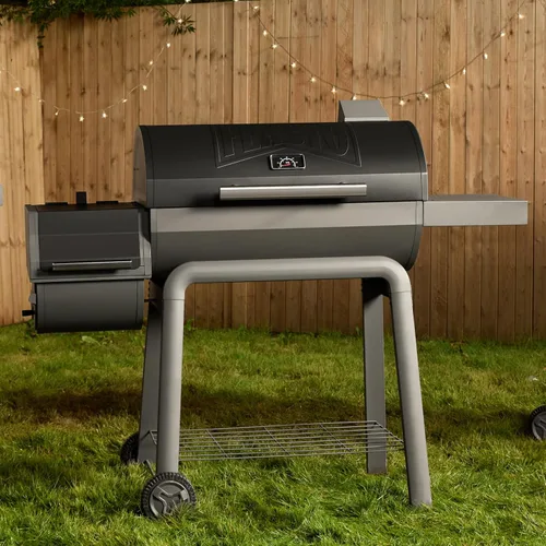 Miniatura 8 de Feasto - Parrilla de carbón con ahumador lateral y mesa auxiliar, parrilla de exterior de 30 pulgadas de alta resistencia con 832 pulgadas cuadradas