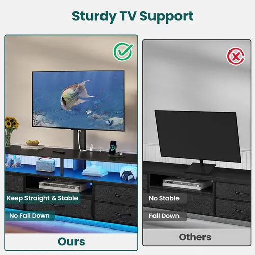 Miniatura 6 de BTHFST Soporte de TV con soporte para televisores de 32/55/65/70 pulgadas, soporte de TV LED de 51.2 pulgadas con tomas de corriente