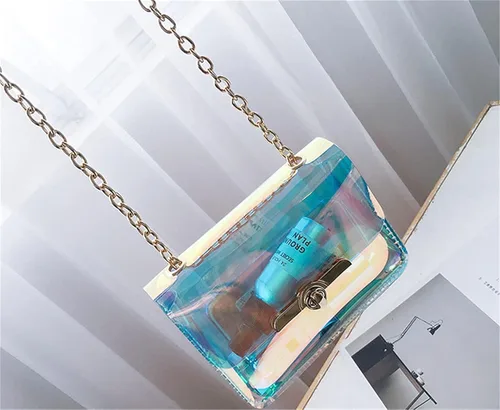 Miniatura 2 de Bolso holográfico iridiscente para mujer noche embrague claro estadio concierto aprobado