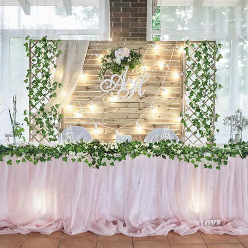 Miniatura 7 de CEWOR Paquete de 14 hojas de hiedra falsas de 98 pies, guirnalda artificial para colgar plantas verdes para dormitorio, decoración de pared, boda