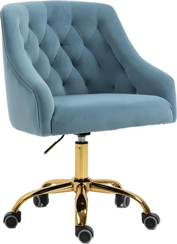 Miniatura 16 de Silla de trabajo cómoda para oficina en casa con ruedas, linda silla de escritorio giratoria ajustable de tocador moderna tapizada en terciopelo