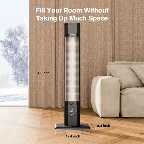 Miniatura 8 de FLOWBREEZE Calentador de patio, calentador portátil para exteriores, 1200 W, calefacción instantánea 3S, calentador infrarrojo con temporizador