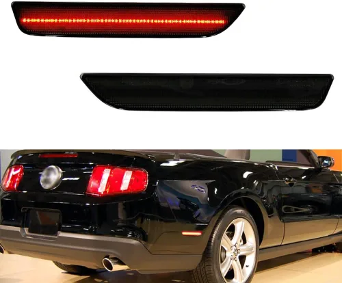 Miniatura 11 de Para Ford Mustang 2010, 2011, 2012, 2013, 2014 Luces de Marcador Lateral de Parachoques Delantero y Trasero, Luces LED Ámbar y Rojas, 4 piezas