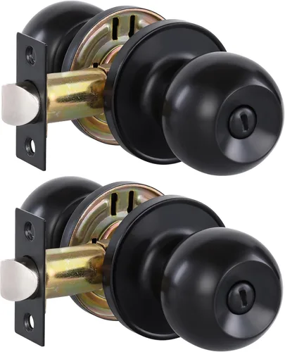 Miniatura 8 de Lanwandeng Paquete de 3 pomos de puerta de privacidad color negro mate con cerradura para dormitorio/baño, cerraduras de puerta interior sin llave