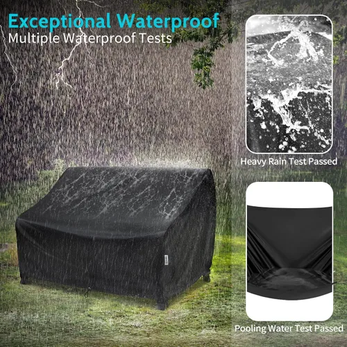 Miniatura 4 de Funda impermeable para sofá de exterior de 88W×40D×33H - Protector resistente para banco de patio de 3 plazas, se ajusta a muebles de 86-88 pulgadas