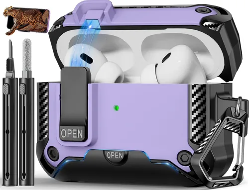 Miniatura 33 de Funda para AirPods Pro de 2 generación con soporte para teléfono, diseño de interruptor automático de protección completa contra caídas con kit