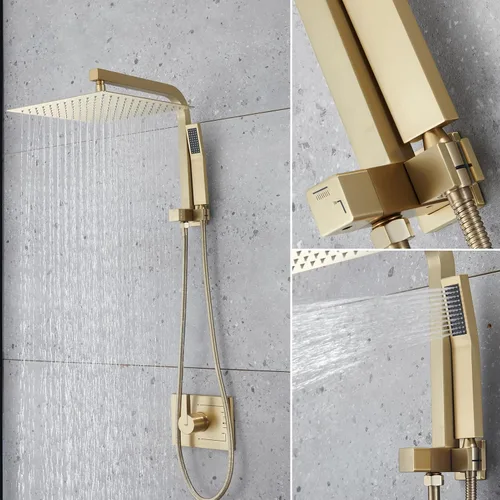 Miniatura 3 de SOOOHOT Accesorios de ducha de oro cepillado, juego de grifo de ducha dorado con cabezales de ducha dorados de 12 pulgadas con combo de rociador