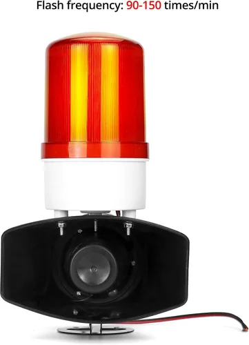 Miniatura 3 de QWORK Alarma de sonido y luz AC110V, alarma de alta intensidad de 115dB con 90-150 destellos por minuto, sistema de advertencia de emergencia LED
