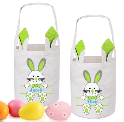 Miniatura 5 de Paquete de 2 cestas de Pascua personalizadas para niños y niñas, regalos de Pascua personalizados de Touber, cesta de Pascua para conejito