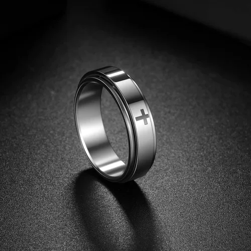 Miniatura 22 de Anillos giratorios para la ansiedad para hombre, anillos clásicos de cadena para mujeres y adultos, anillo de acero de titanio