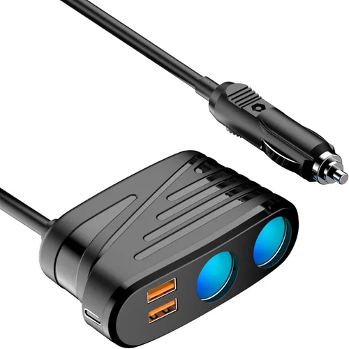 Divisor de encendedor de cigarrillos 5 en 1, adaptador de encendedor de cigarrillos de 120 W con PD 20 W y QC 3.0 * 2 carga, cargador de coche de 12