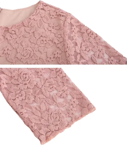 Miniatura 4 de Vestido de fiesta semiformal de encaje floral con manga 34 para niñas de 4 a 11 años