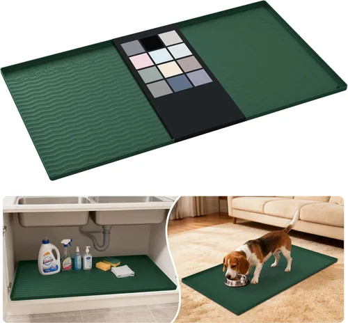 Miniatura 63 de URMONA Tapete de silicona impermeable para debajo del fregadero, 34 x 22 pulgadas, forro para estante de cocina y baño, protector de gabinetes