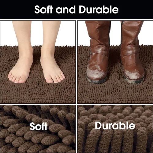 Miniatura 4 de HOMEIDEAS Tapete para entrada interior, 32 x 20 pulgadas, altamente absorbente, tapete lavable de felpilla para perro, tapete antideslizante
