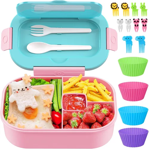 Miniatura 8 de Lonchera Bento para niños y adultos, estilo bento, 44.0 fl oz, tamaño de porción ideal a prueba de fugas, para adolescentes y niños, sin BPA