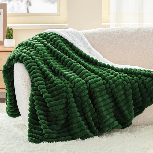 Miniatura 24 de INFIIXSO Manta de forro polar Sherpa tamaño Queen – Forro polar a rayas súper suave y cálido, acogedora manta de cama grande de felpa mullida