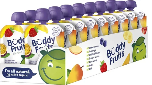 Miniatura 15 de Buddy Fruits Snacks To Go Puré de manzana sin azúcar de mango sin azúcar, bolsa de 3.2 onzas (18 unidades) sin gluten, frutos secos, conservantes