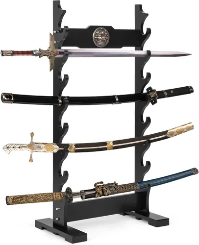 Miniatura 8 de lukar Soporte de espada de 6 niveles, soporte de exhibición de espadas multicapa, estante de madera para espadas, soporte de piso grande para Katana