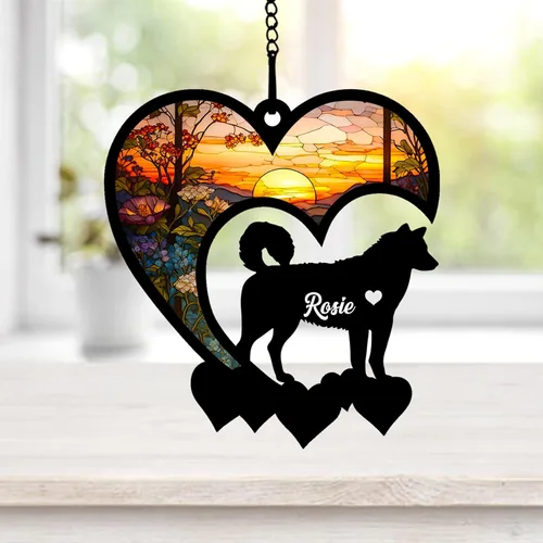 Miniatura 80 de NAZENTI Atrapasoles personalizado de sabueso afgano, adorno conmemorativo personalizado para la pérdida de mascotas, regalo de condolencia