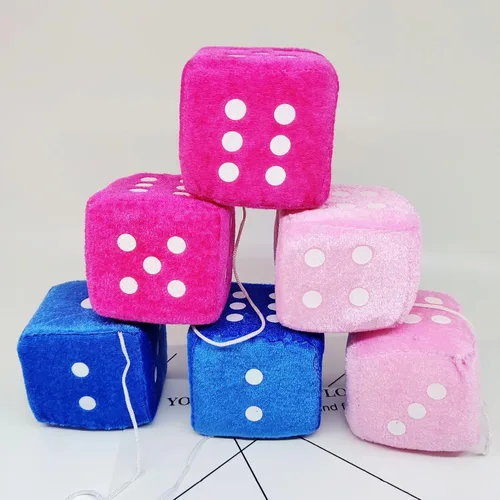 Miniatura 6 de Par de dados de felpa negros peludos de 2.75 pulgadas clásico vintage [dados nostálgicos de los años 80 para espejo de automóviles] para espejos