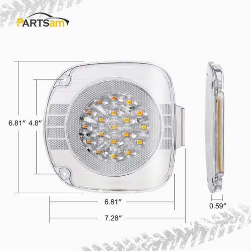 Miniatura 4 de Partsam Par de 19 luces LED ámbar de señal de giro delanteras, lámparas de esquina con lente transparente de repuesto para Freightliner Century