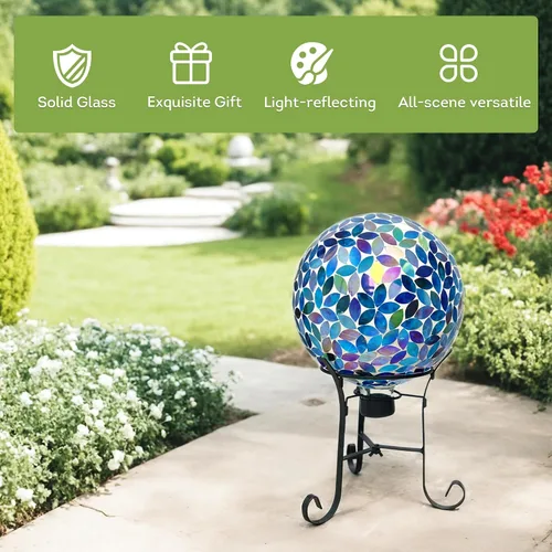 Miniatura 6 de Lily's Home Colorida bola de vidrio de mosaico, diseñada con un impresionante patrón de mosaico holográfico de pétalos para traer color a cualquier