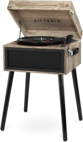 Miniatura 13 de Victrola Liberty – Reproductor de discos Bluetooth – Giradiscos 5-en-1 con transmisión de vinilos, radio FM, reproducción USB, altavoces integrados