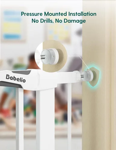 Miniatura 8 de Babelio Puerta de bebé mejorada de 36 pulgadas de alto con puerta para gato, puerta de perro duradera de 29 a 43 pulgadas de cierre automático