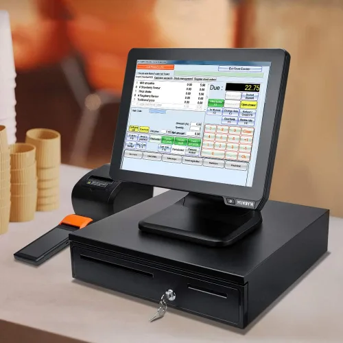Miniatura 7 de MUNBYN Cajón negro para caja registradora, cajón de efectivo de 16 pulgadas de ancho con bandeja extraíble para monedas, bandeja de 5 billetes/5