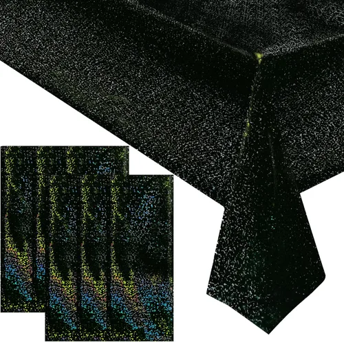 Miniatura 39 de 4 piezas de mantel de fiesta azul real holográfico de 40" x 108" con iridiscencia, mantel de plástico azul marino brillante para graduación, 4