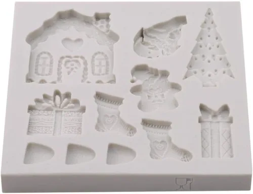 Miniatura 4 de Molde de silicona 3D para fondant, estilo navideño, Sugarcraft, caramelo, pastel, antiadherente, chocolate, pasta de goma, herramientas