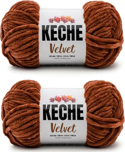 Miniatura 43 de Keche Hilo de terciopelo para ganchillo, manta de felpilla suave, voluminosa, hilo amigurumi, 3.53 oz (132 yardas), color azul bebé