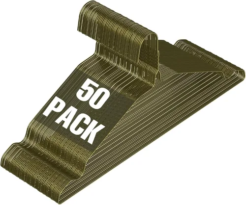 Miniatura 17 de SPECILITE Perchas de Alambre Paquete de 50, Perchas de Alambre de Metal para Ropa a Granel para Abrigos, Perchas de Metal que Ahorran Espacio Negro