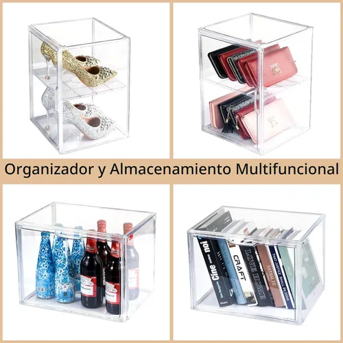 Miniatura 6 de starogegc Paquete de 2 organizadores de maquillaje, organizador de baño acrílico de gran capacidad, cubos organizadores de cosméticos transparentes