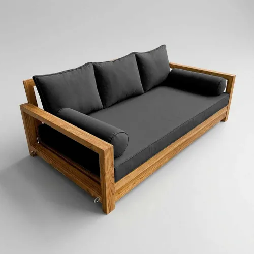 Prolinemax Estilo 3 - Cojín de colchón y almohada para exteriores, interior, sofá cama, porche, cama oscilante, ribete de canalé, tamaño individual,