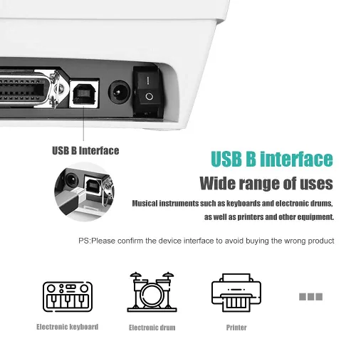 Miniatura 2 de Ancable Cable controlador MIDI USB B de 3 pies para interfaz de audio, piano, teclado, mezclador, altavoz, instrumento, micrófono, cable USB A a B